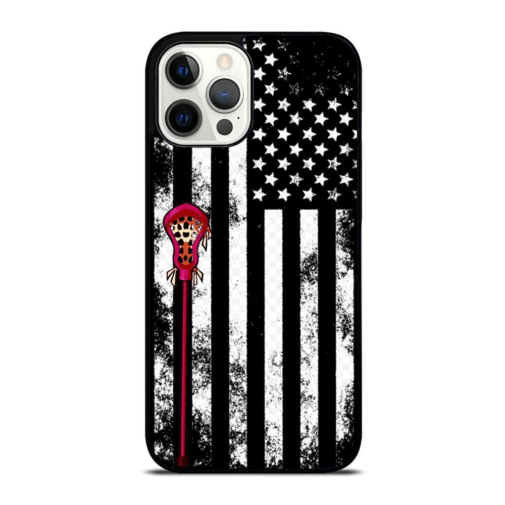 Vintage Distressed American Flag Lacrosse Stick USA iPhone Case